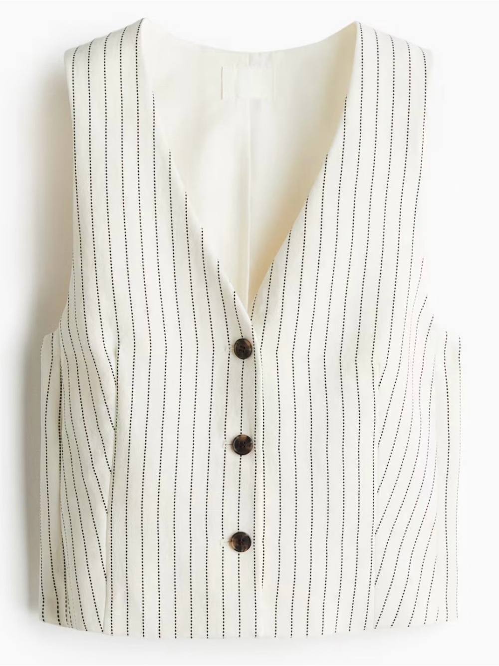 H&M White/Cream Pinstripe Button-Front Vest